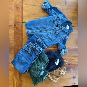 Kids bundle denim shirt, 4 pants